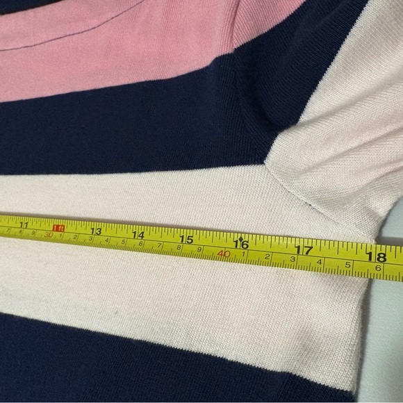 Lands' End Dress Womens Striped Boat Neck 3/4 Sleeve Pink Navy Small Cotton EUC - Picture 7 of 9